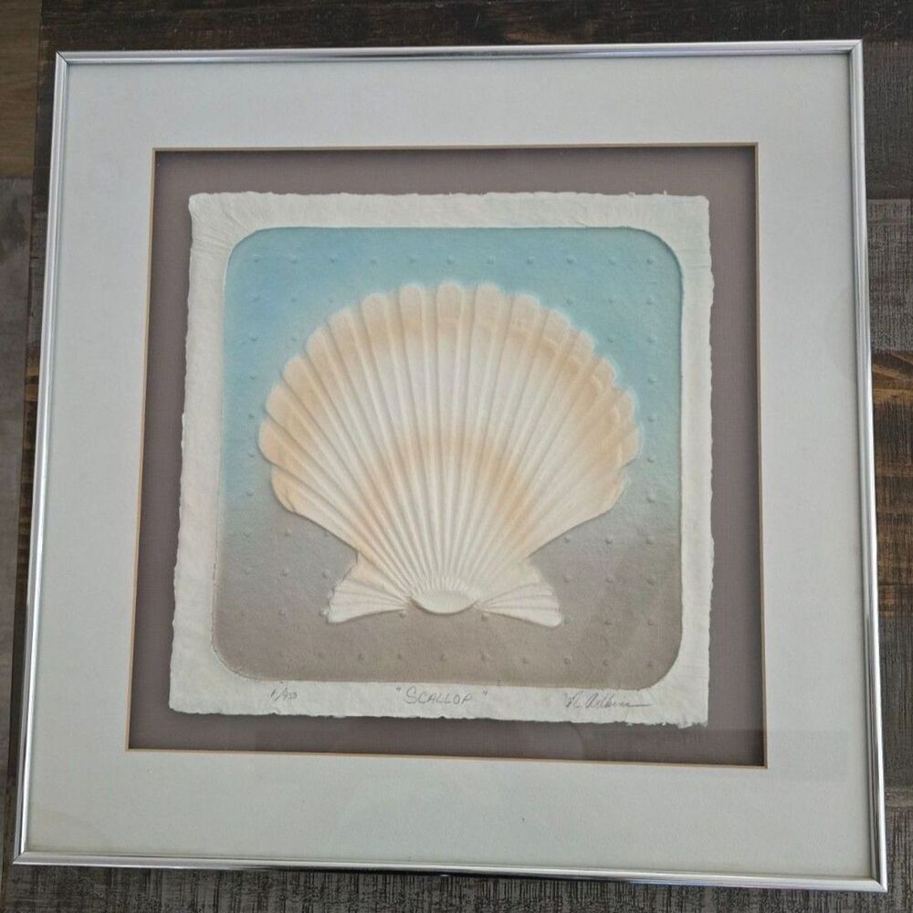 Vintage 1984 Limited Edition 1/950 Scallop Paper Art PROF Framed FIGI Giftware